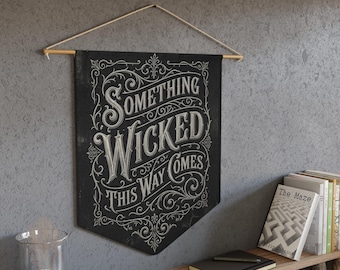 Something Wicked This Way Comes Pennant | Halloween Chalkboard Banner