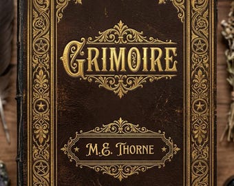 Grimoire personnalisé à couverture antique | Carnet à couverture rigide, carnet magique vintage, décoration sorcière d'Halloween
