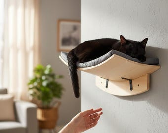 Wall Mounted Cat Climbing Shelves with Sisal Scratching Post Hammock Indoor Cat Playground