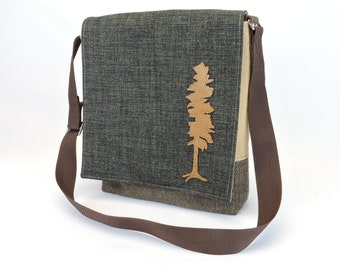 Messenger Bag - Cross Body Purse - Lightweight Durable - Eco Conscious - One Of A Kind Bag - Gift for Her - Bag with Tree