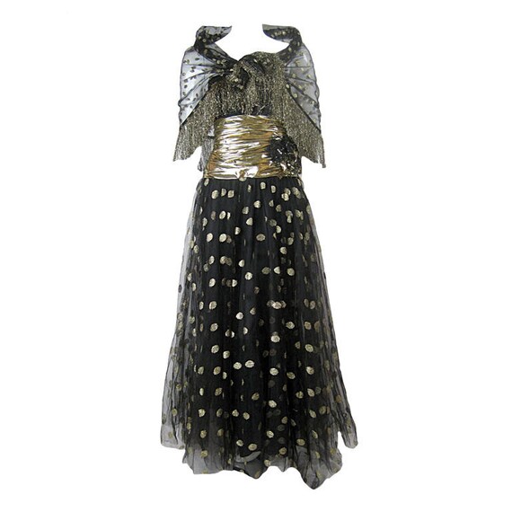 1980's Gown Fred Hayman Strapless with Matching Sh