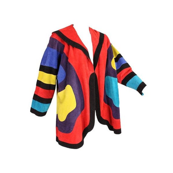 Jean Muir Coat 1970's Colorblocked Suede Vintage