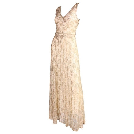 1930's Gown Ivory Lace & Gold Lamé Vintage
