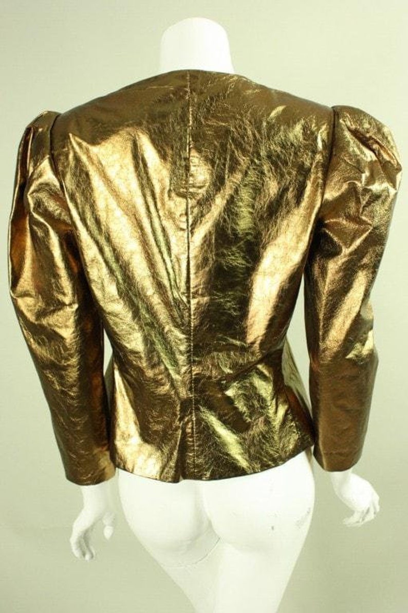 Bill Blass Jacket 1980's Metallic Leather Vintage | Etsy