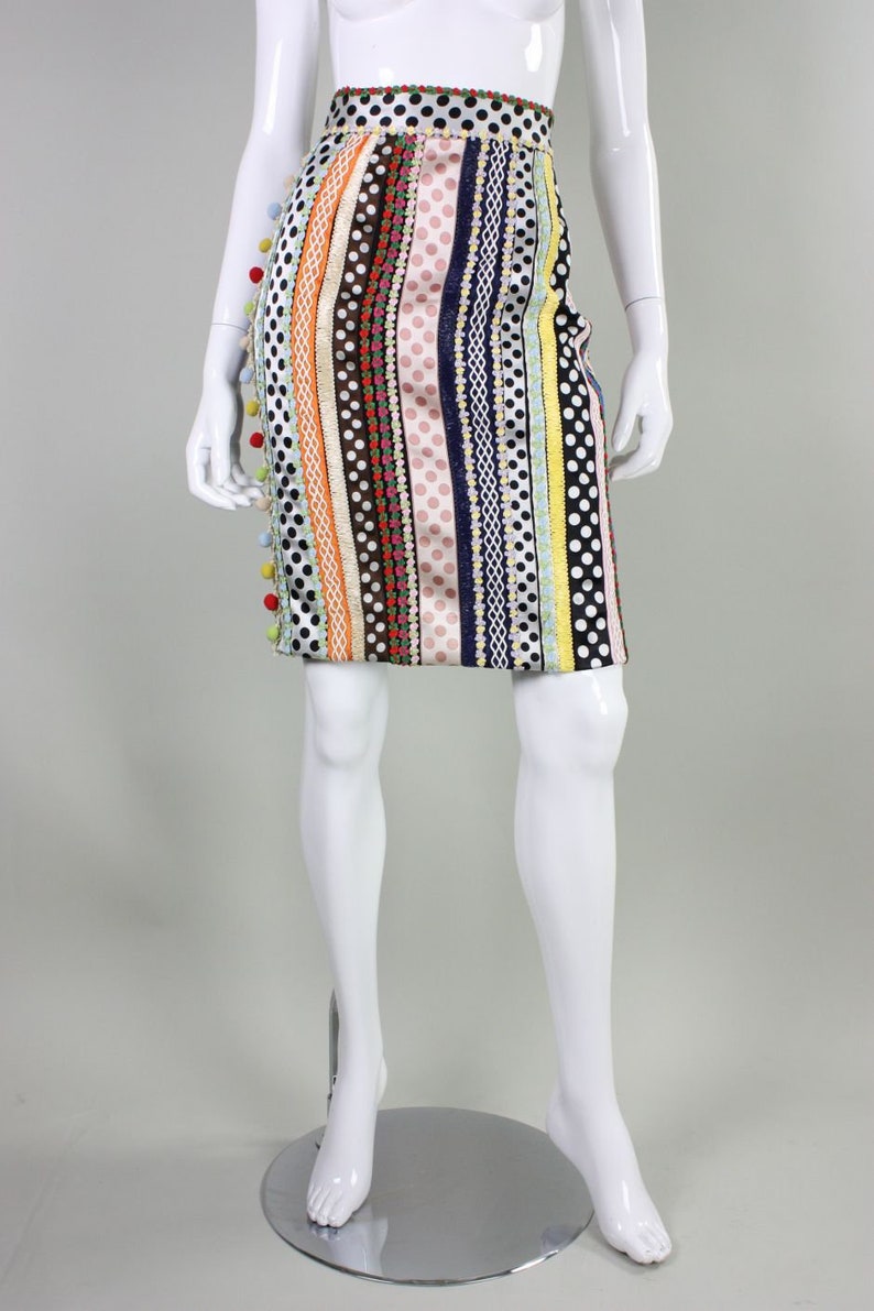 Moschino Skirt 1990's Mixed Media Ribbon Vintage | Etsy