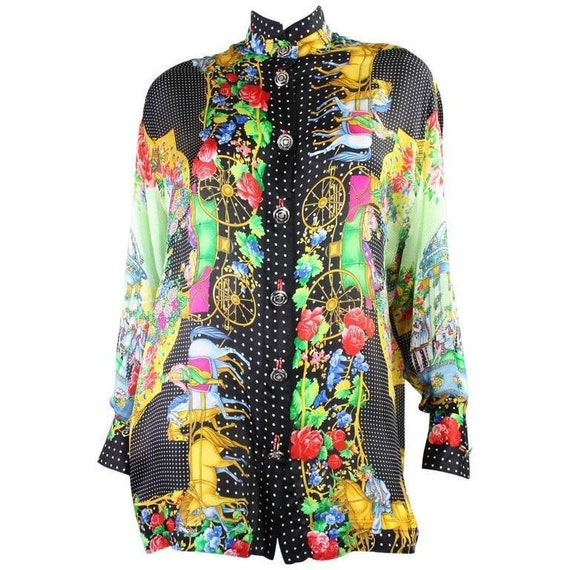 Versace Blouse 1990's Silk Charmeuse Vintage