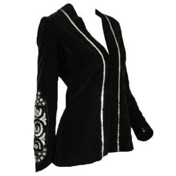 Thea Porter Jacket 1970's Velvet With Sleeve Embel