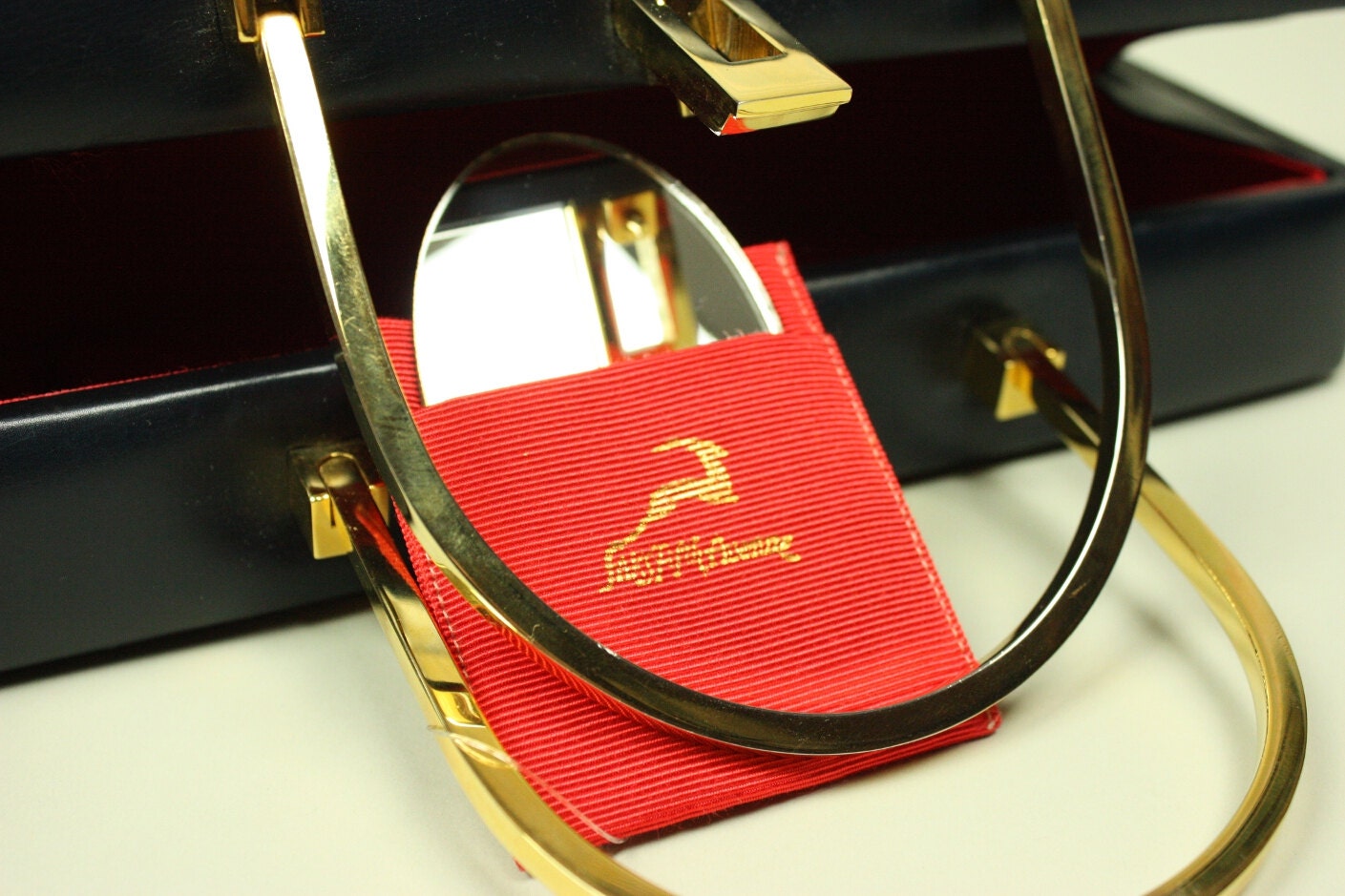 Vintage 1960s LEATHER KORET HANDBAG Black with Red Lining Saks Etsy