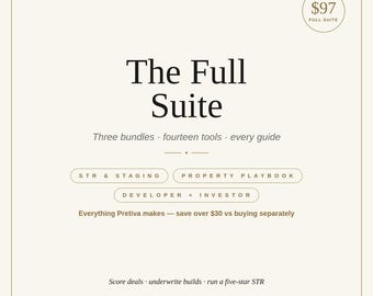 Real Estate Investing Full Suite | 14 Excel Calculators, Deal Analyzer & STR Staging Guide | House Flip BRRRR Rental | Google Sheets