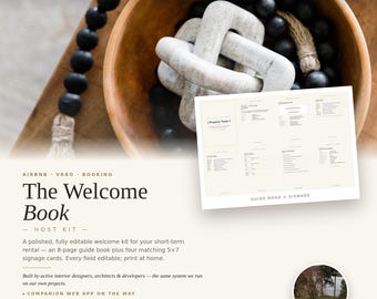 Airbnb Welcome Book Template Editable | Short Term Rental Guest Guide + WiFi & House Rules Signage | VRBO Host Printable
