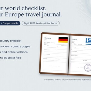 Travelers Notebook Insert Passport Size, Countries Visited Passport Journal, Europe Travel Journal Insert, Flag Stickers, Printable