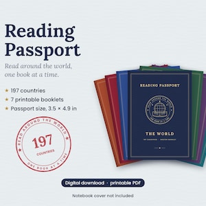 以下が含まれることがあります： 8.9 x 12.4 cmのカラフルなReading Passportブックレット7冊セット。濃紺の表紙には地球儀のアイコンとReading Passport The Worldの文字が記されています。197カ国分を収録し、197 countriesと書かれた円形のスタンプ画像が含まれています。