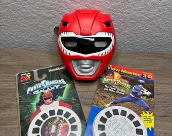 View-Master Power Rangers 1994–1999, 3D-Visier, Tyco Red Ranger Helm mit 6 Filmrollen zu Mighty Morphin und Lost Galaxy, Vintage