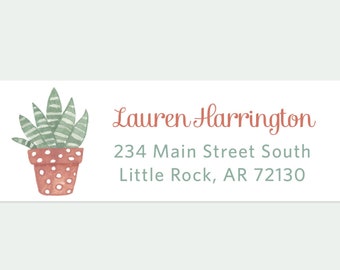 House Plant Return Address Label Sticker with Potted Aloe Plant, Aloe Plant Address Labels, Plant Lady Address Labels, Potted Plant Labels