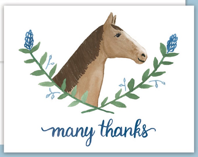 Horse Thank You Notes Watercolor Horse Thank You Cards, Horse Thank You ...