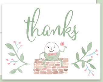 Humpty Dumpty Thank You Notes, Nursery Rhyme Thank You Notes, Watercolor Nursery Rhyme, Baby Shower Thank You Notes, Shower Thank You Cards