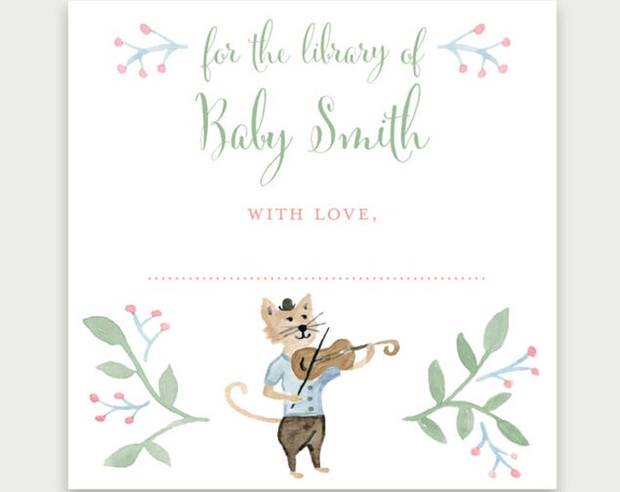 Baby Bookplate Sticker Nursery Rhyme Bookplate, Baby Shower Bookplate