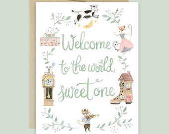 baby congratulations card nursery rhyme baby card nursery rhyme shower card new baby card congratulations baby card welcome sweet one