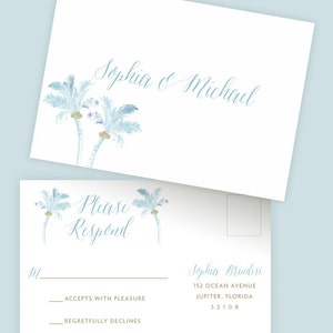 Beach Wedding Invitation Suite, Palm Tree Wedding Invite, Watercolor ...
