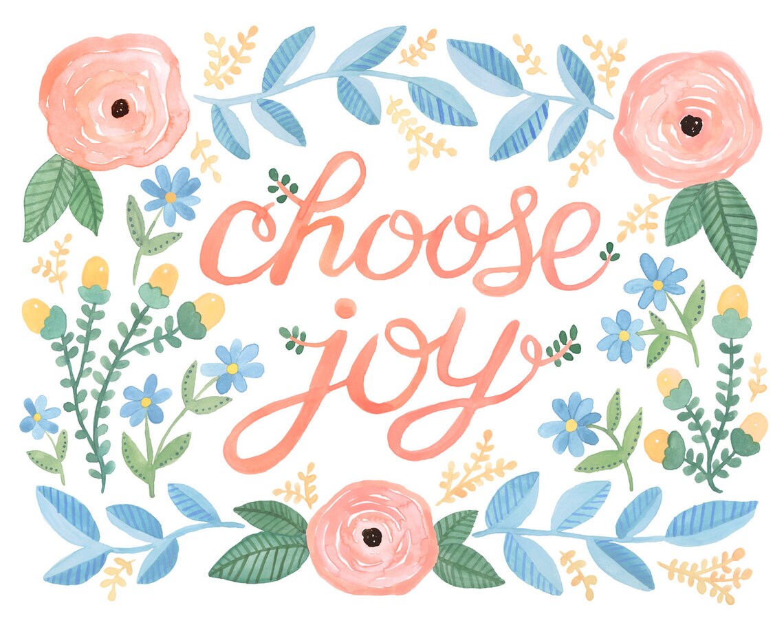 Choose Joy Artwork 8x10 Inches Joy Floral Artwork Choose Etsy