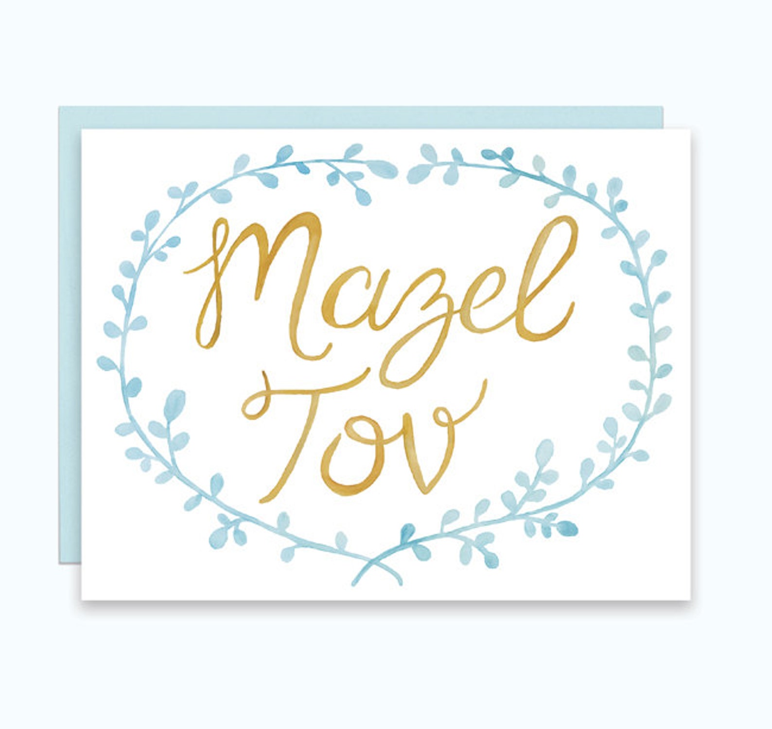 Mazel Tov Card Watercolor Mazel Tov Card Jewish Wedding Etsy