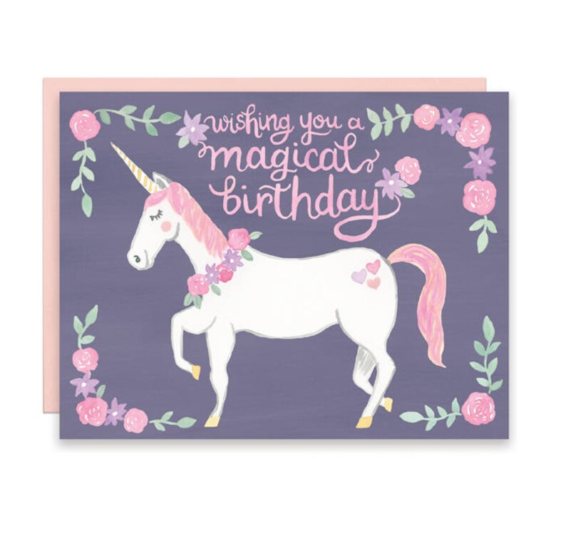 Unicorn Birthday Card, Magical Unicorn Birthday Card, Wishing You a Magical Birthday, Unicorn Gift, Unicorn Greeting Card, Unicorn Card image 1