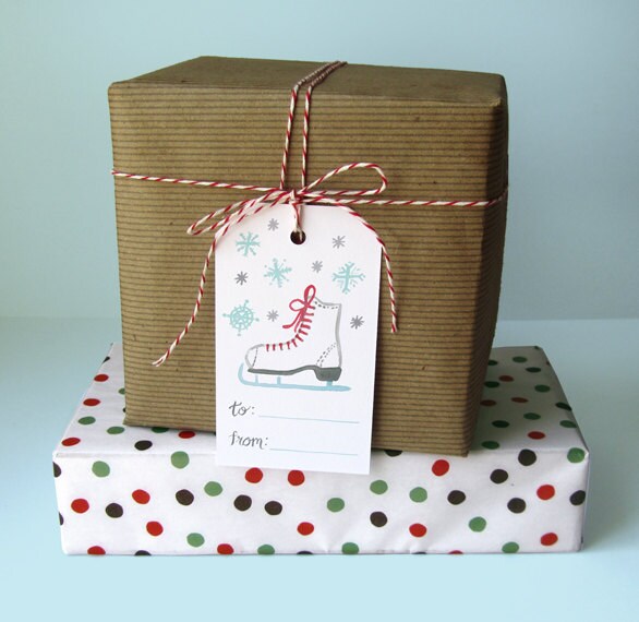 Ice Skate Holiday Gift Tags Set of 10 Gift Tags Ice Skate Etsy