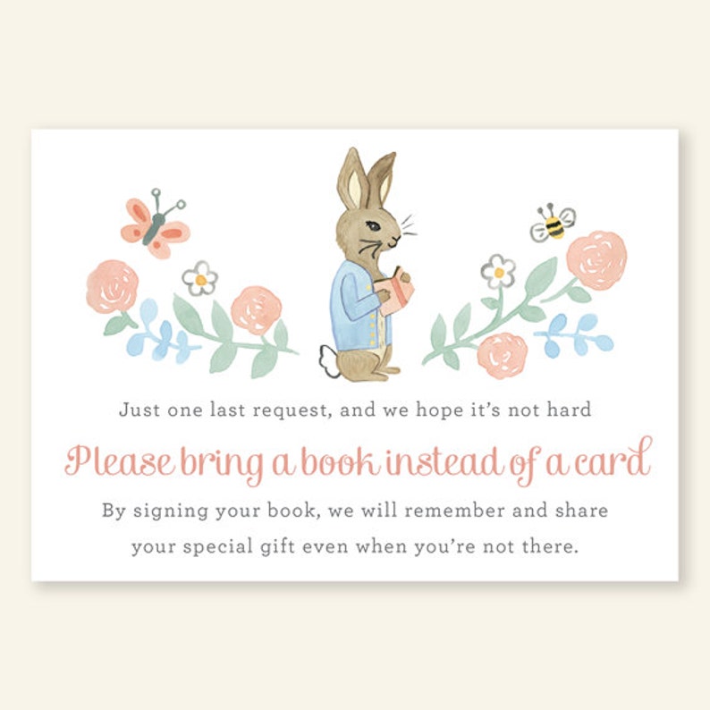 Peter Rabbit Bring A Book Card Rabbit Book Request Card Etsy
