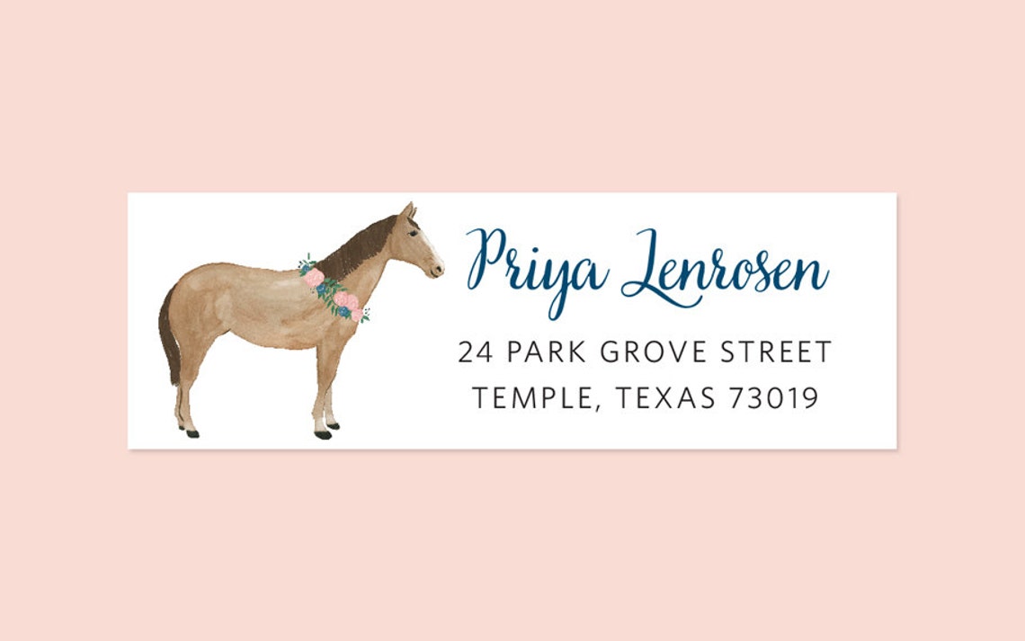 Horse Address Labels Watercolor Horse Return Address Label Etsy