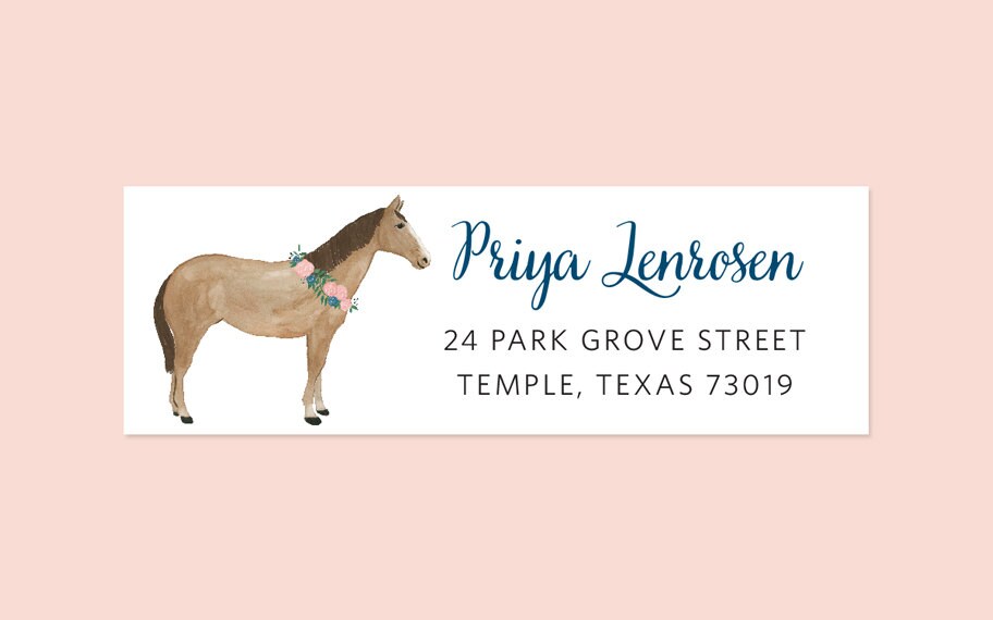 Horse Address Labels Watercolor Horse Return Address Label Etsy