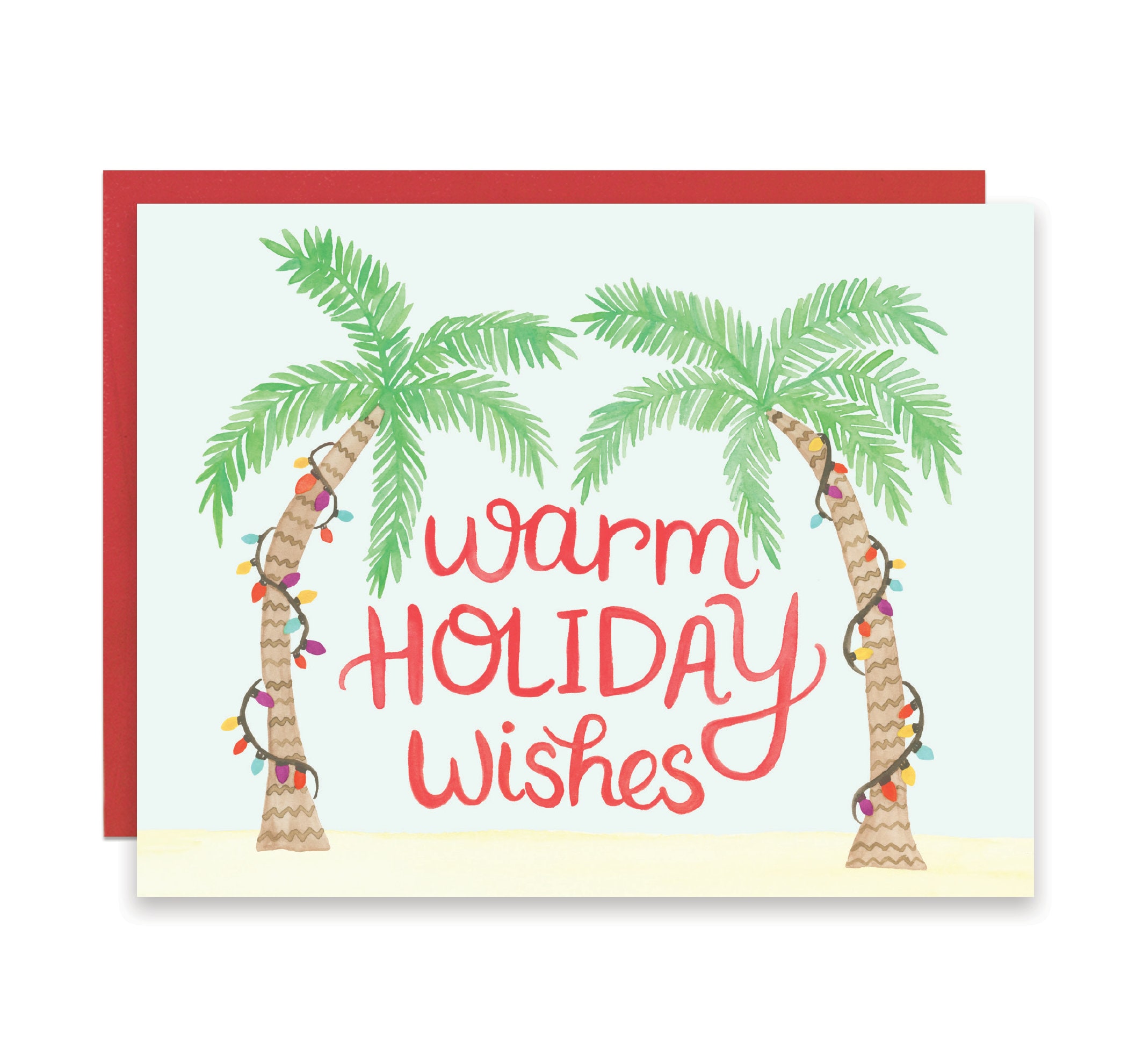 Palm Tree Holiday Card Warm Holiday Wishes Tropical Holiday Etsy