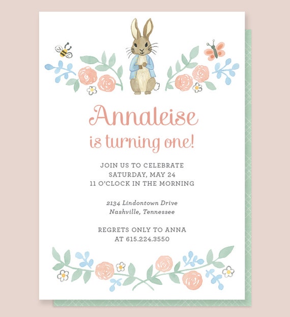 Invitation Danniversaire De Pierre Lapin Lapin Anniversaire Etsy France