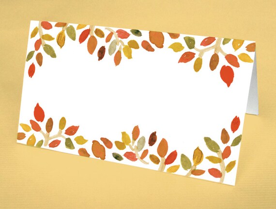 fall leaves place cards with watercolor leaf motif fall place cards thanksgiving place cards fall wedding escort cards fall leaf escort fall place cards