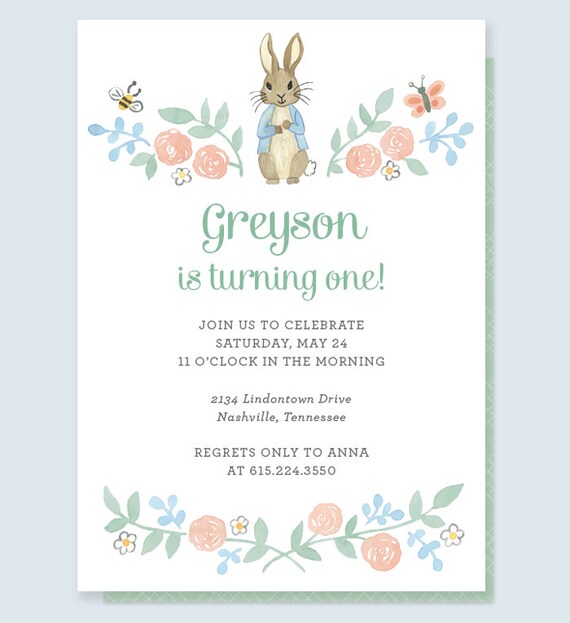 Invitation Danniversaire De Pierre Lapin Lapin Anniversaire Etsy