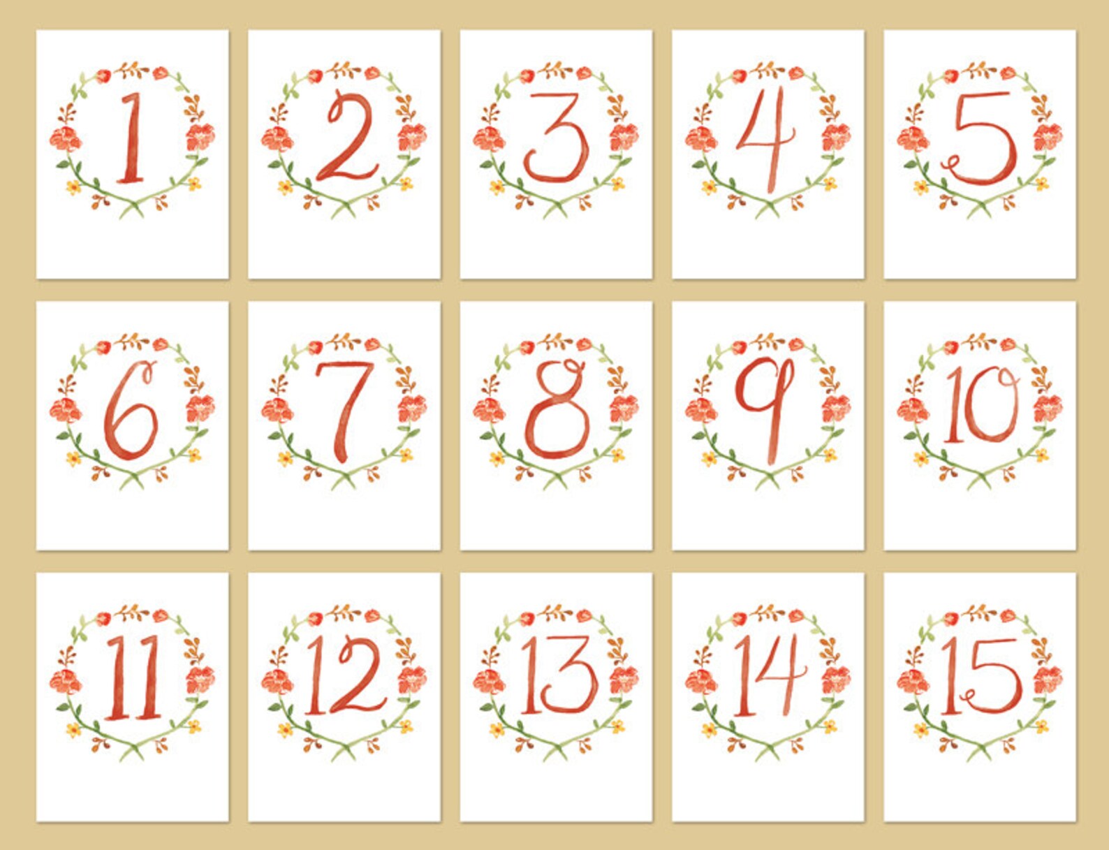 Fall Wedding Table Numbers Fall Floral Table Numbers Pretty - Etsy
