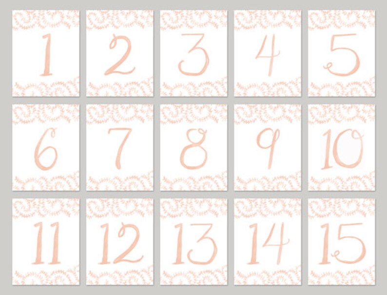Blush Wedding Table Numbers Pretty Blush Table Numbers Etsy