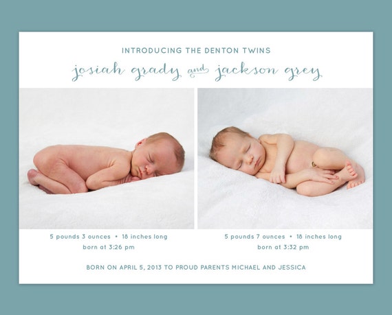 twin birth announcement cards