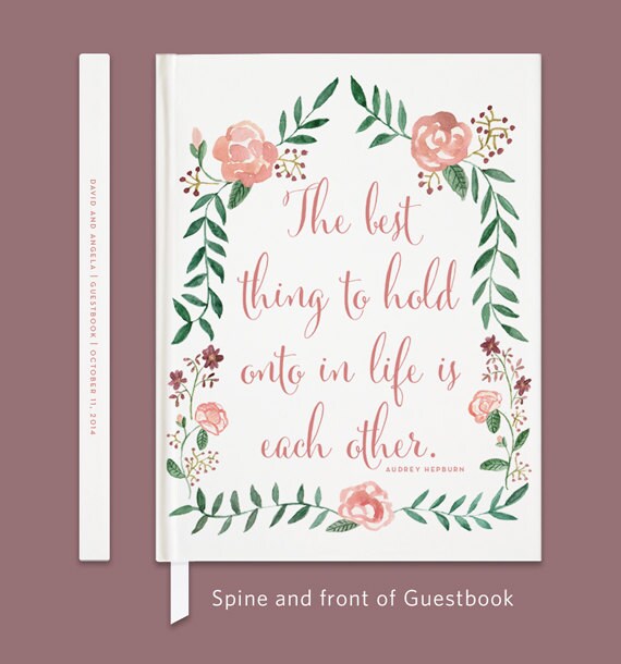 Love Quote Wedding Guestbook Floral Guestbook Custom Wedding Etsy