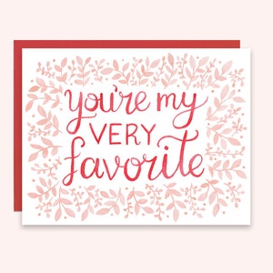 You're My Favorite Valentine's Card, Valentines Day Card, Valentine Card, Watercolor Valentine Card, Anniversary Card, I love you Card, Love