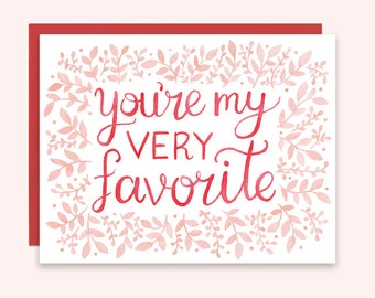 You're My Favorite Valentine's Card, Valentines Day Card, Valentine Card, Watercolor Valentine Card, Anniversary Card, I love you Card, Love