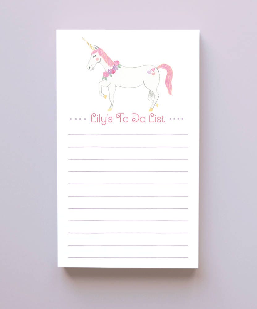 unicorn notepad unicorn personalized to do list unicorn etsy