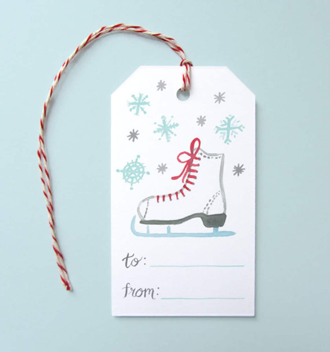 Ice Skate Holiday Gift Tags Set of 10 Gift Tags Ice Skate Etsy