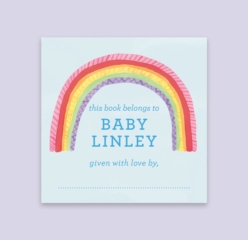 Rainbow Bookplate Sticker Kid's Bookplate - Etsy