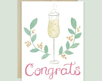 Congrats Card, Champagne Toast Card, Congratulations Card, Champagne Greeting Card, Toast Greeting Card, Cheers Card, Congratulations Card