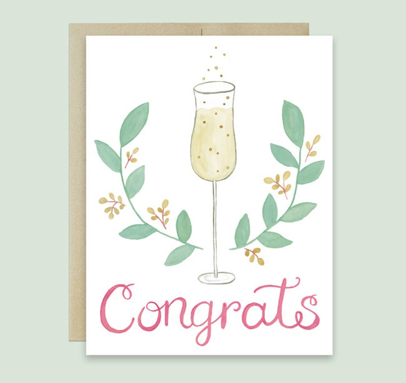 Congrats Card, Champagne Toast Card, Congratulations Card, Champagne Greeting Card, Toast Greeting Card, Cheers Card, Congratulations Card image 1