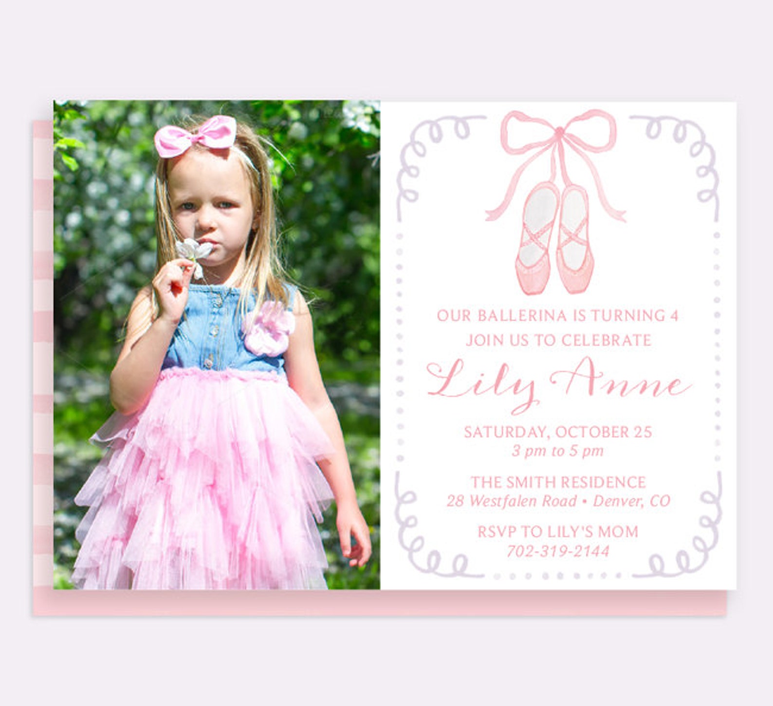 ballerina birthday invitation, ballet slippers birthday invitation, ballerina birthday party, ballet birthday invite, ballerina