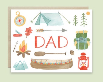 Camping Father's Day Card, Father's Day Card, Happy Fathers Day, Outdoors Father's Day Card, Outdoor Adventure Card, Hiking Fathers Day Card