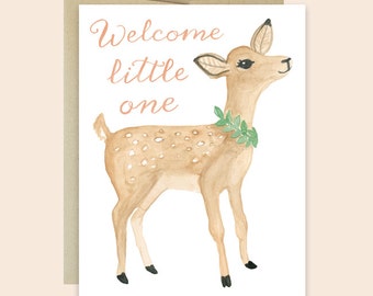 Baby Congratulations Card, Baby Fawn Card, Watercolor Baby Card, Welcome Little One Card, Sweet Baby Congratulations Card, Gender Neutral