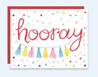 Hooray Greeting Card, Confetti Card, Watercolor Confetti Card, Hooray Congratulations Card, Hooray Greeting Card, Hooray Birthday Card