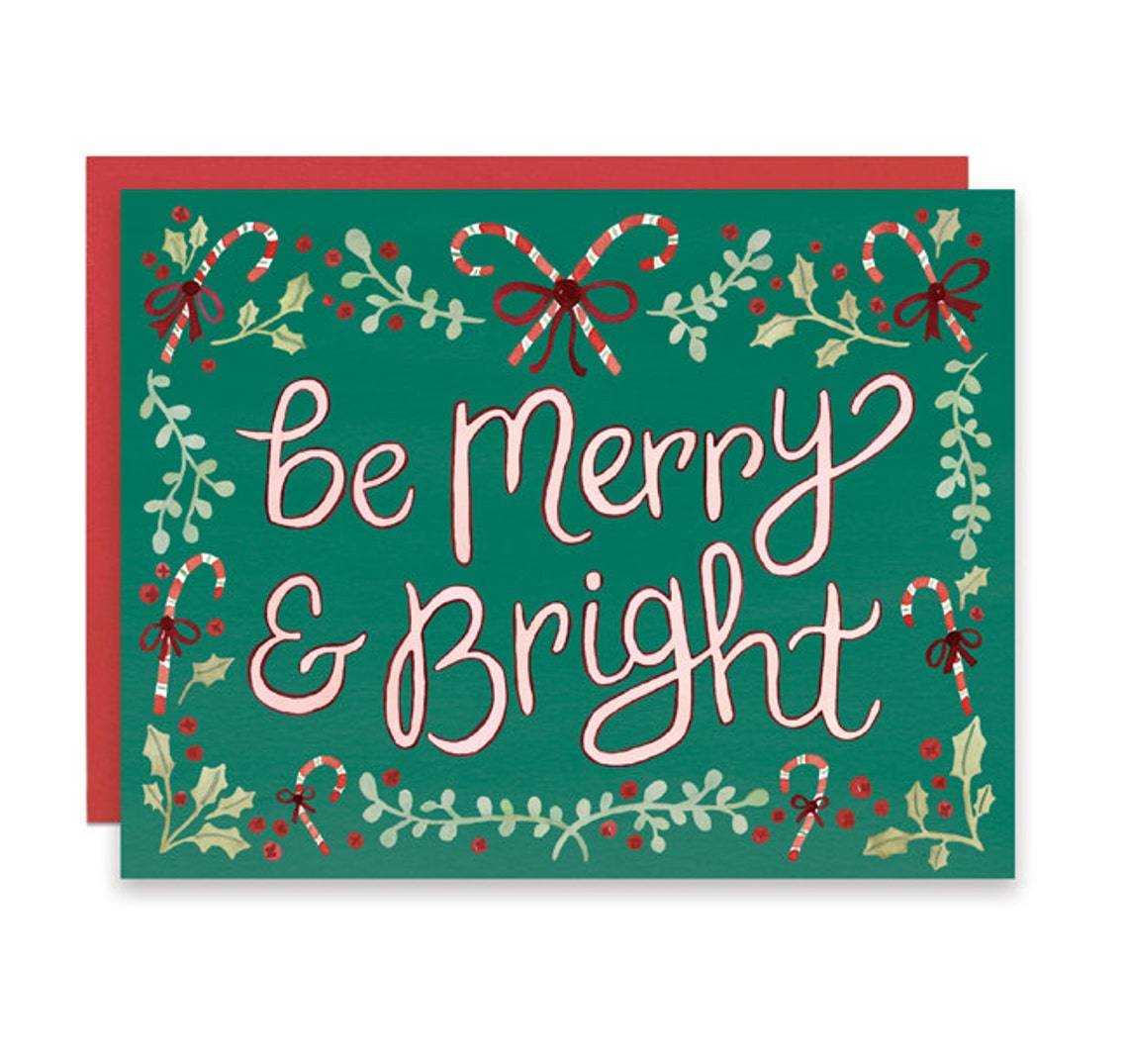 Candy Canes Holiday Card Be Merry and Bright Holiday Cards Etsy